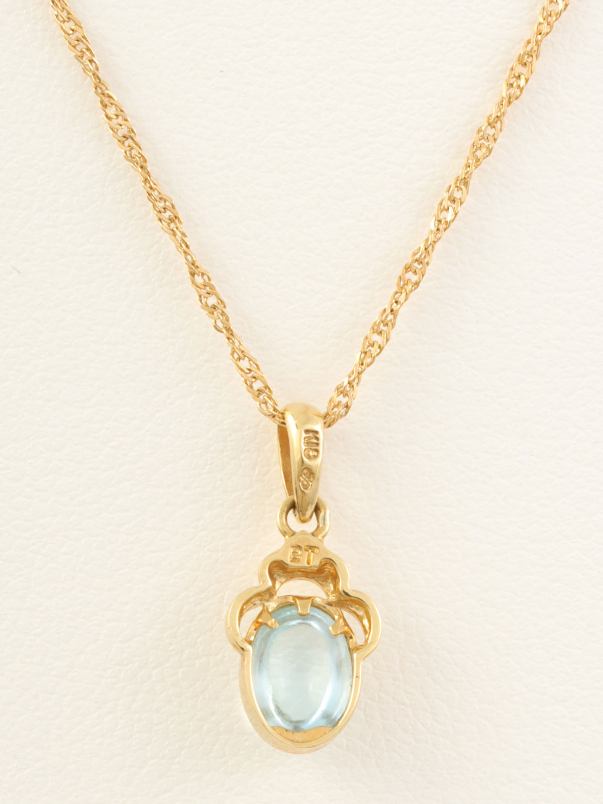 18K Gold/Light Blue Blue Topaz Cabochon Necklace