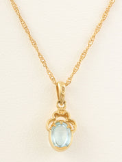 18K Gold/Light Blue Blue Topaz Cabochon Necklace