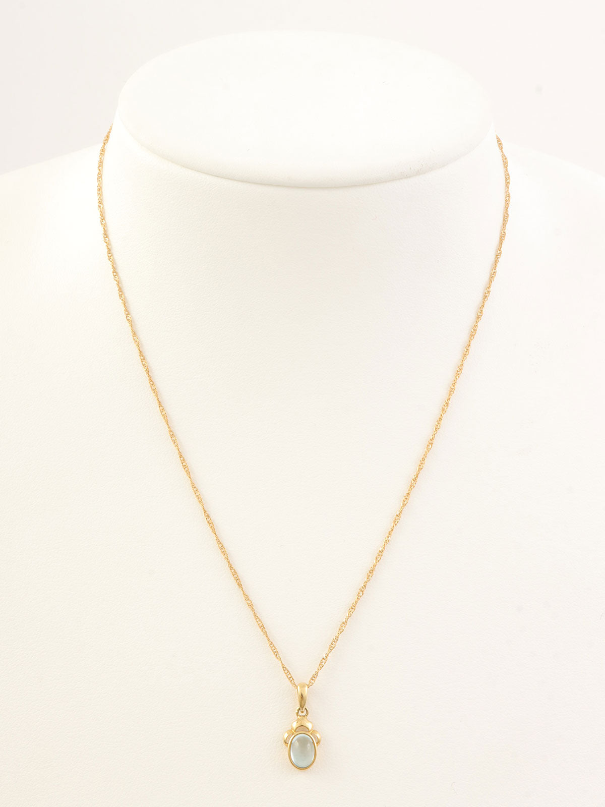 18K Gold/Light Blue Blue Topaz Cabochon Necklace