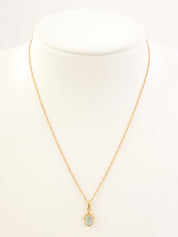 18K Gold/Light Blue Blue Topaz Cabochon Necklace