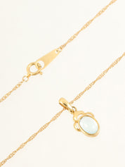 18K Gold/Light Blue Blue Topaz Cabochon Necklace