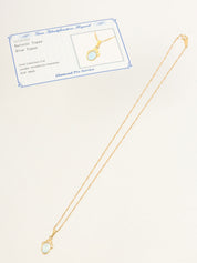 18K Gold/Light Blue Blue Topaz Cabochon Necklace
