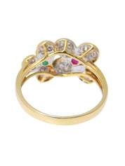 K18 Diamond Ruby Emerald Design Ring Gold/Red/Green