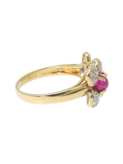 K18 Diamond Ruby Emerald Design Ring Gold/Red/Green