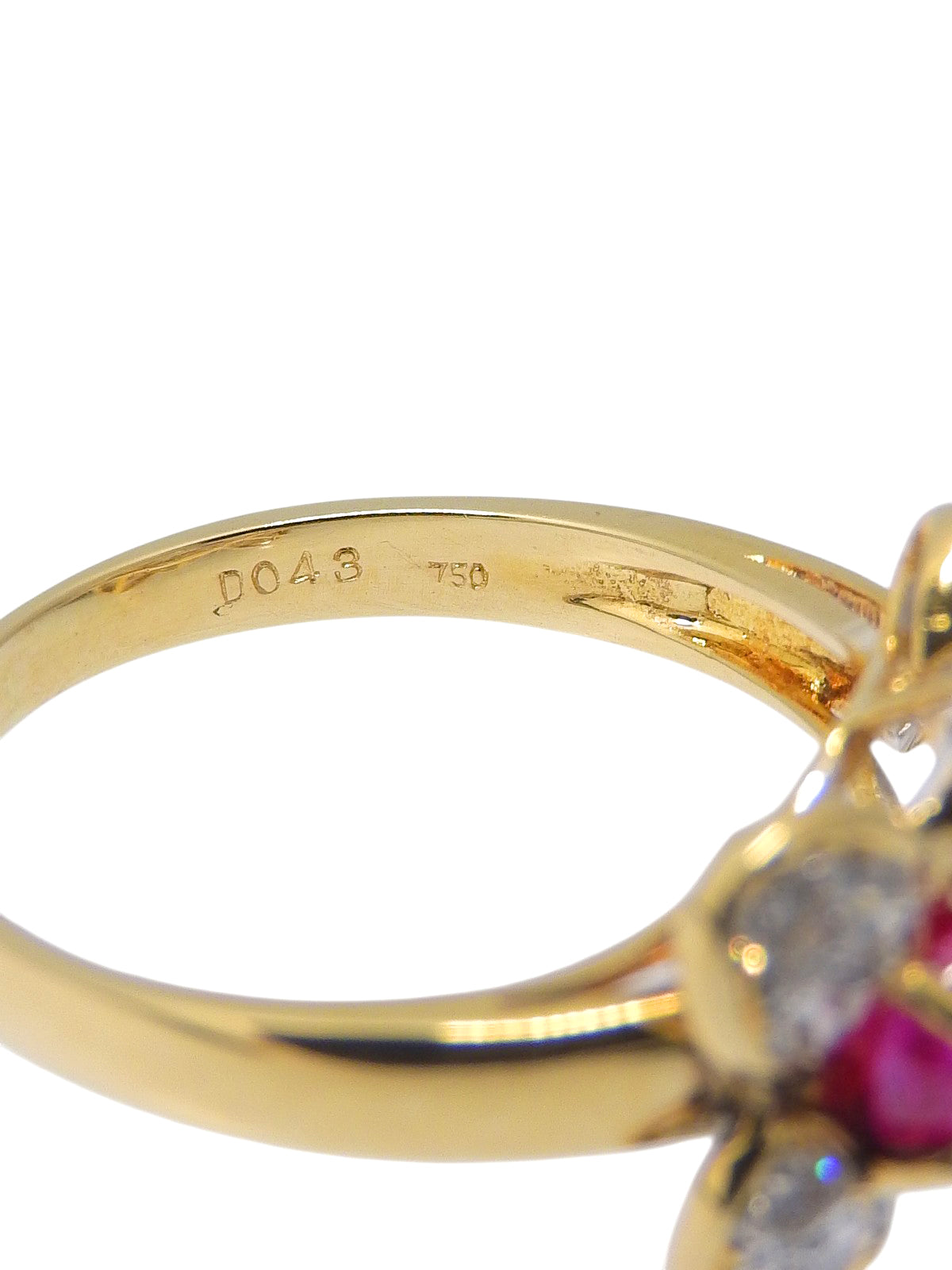 K18 Diamond Ruby Emerald Design Ring Gold/Red/Green