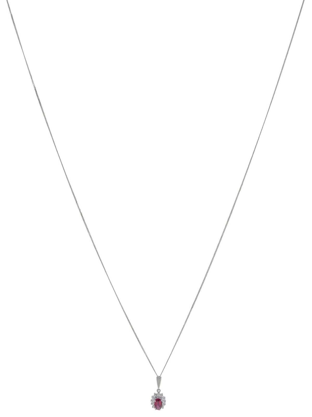 Platinum Ruby Diamond Necklace in Silver/Cherry Red