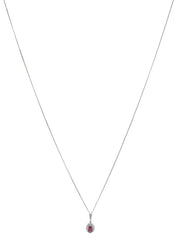 Platinum Ruby Diamond Necklace in Silver/Cherry Red
