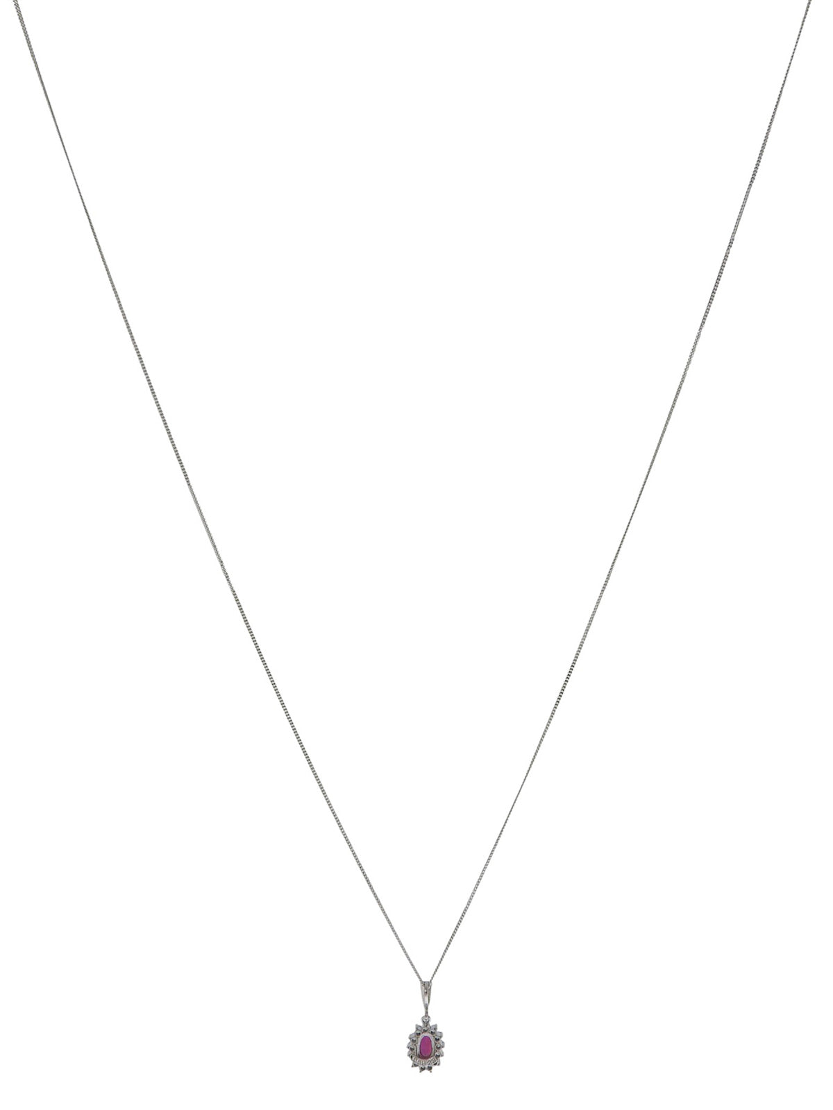 Platinum Ruby Diamond Necklace in Silver/Cherry Red