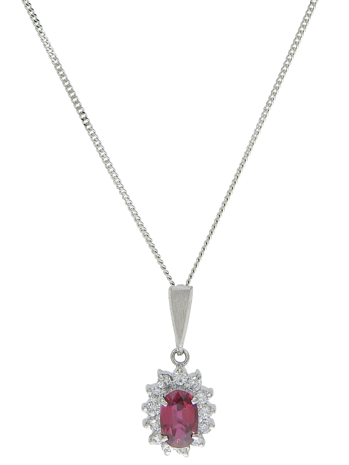 プラチナルビーダイヤモンドネックレス シルバー/チェリーレッド