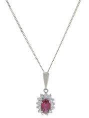 プラチナルビーダイヤモンドネックレス シルバー/チェリーレッド
