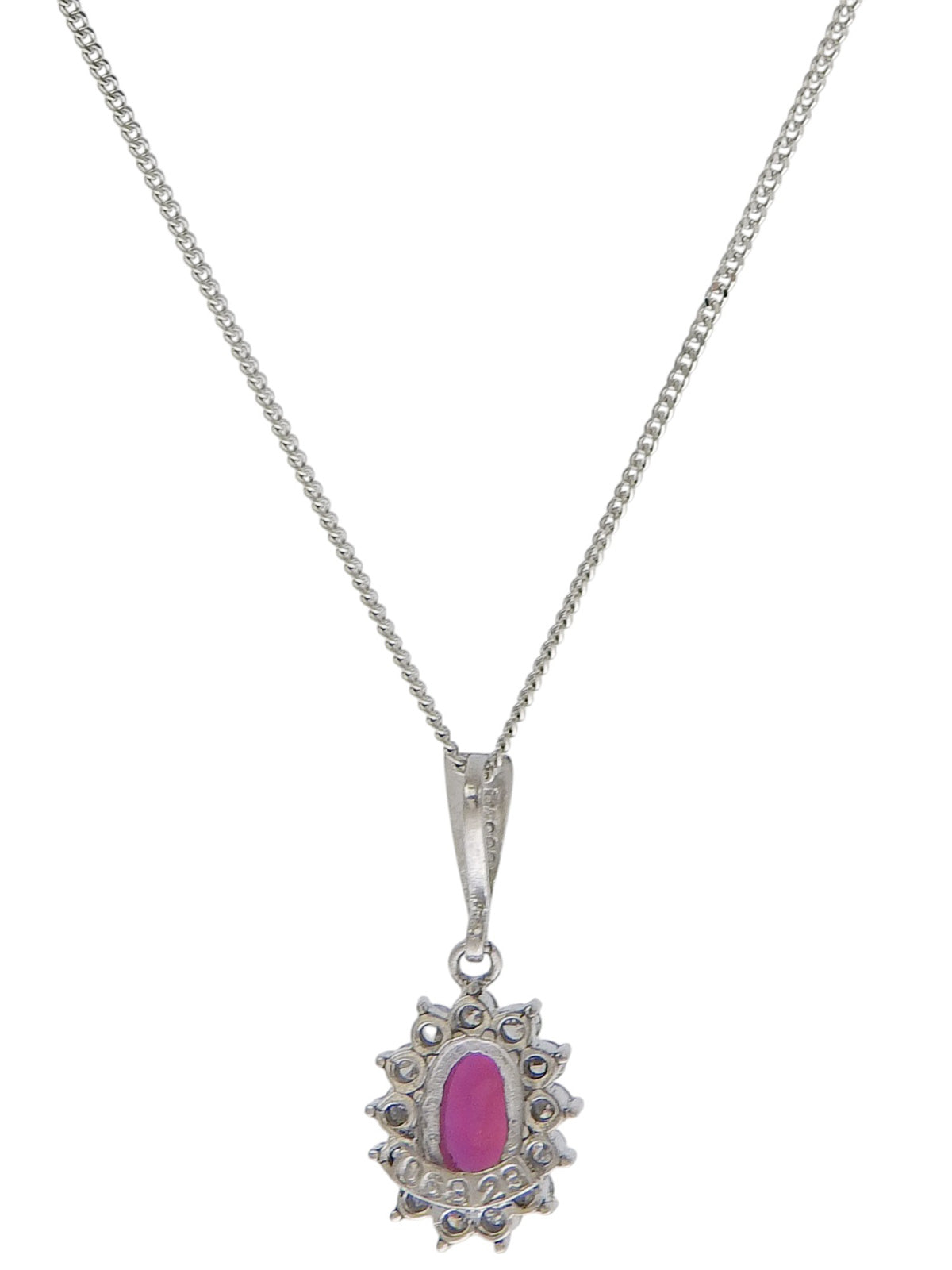 Platinum Ruby Diamond Necklace in Silver/Cherry Red