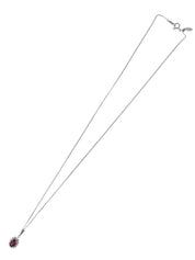 铂金红宝石钻石项链，银色/樱桃红色