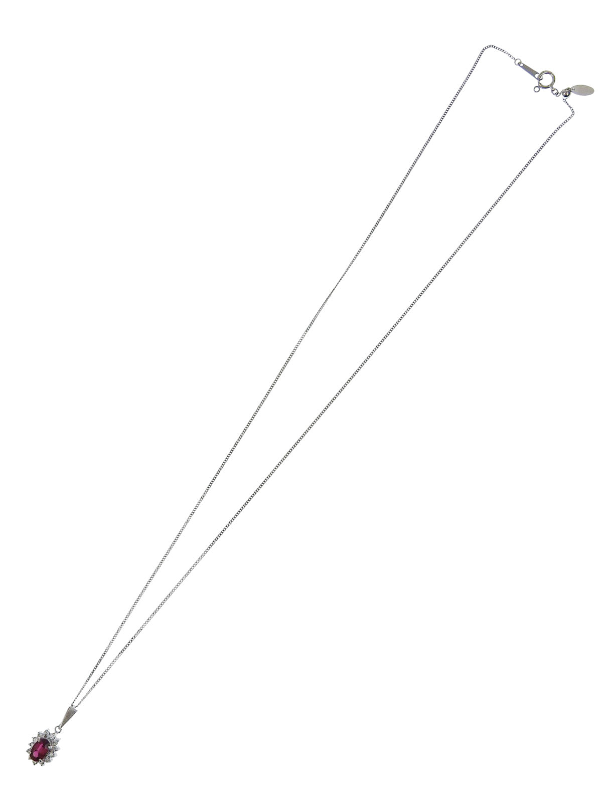 Platinum Ruby Diamond Necklace in Silver/Cherry Red