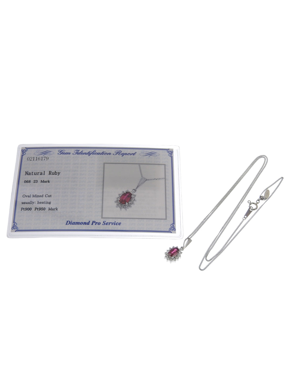 Platinum Ruby Diamond Necklace in Silver/Cherry Red