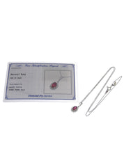Platinum Ruby Diamond Necklace in Silver/Cherry Red