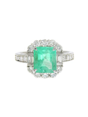 プラチナエメラルドダイヤモンドスクエアリング グリーン/シルバー