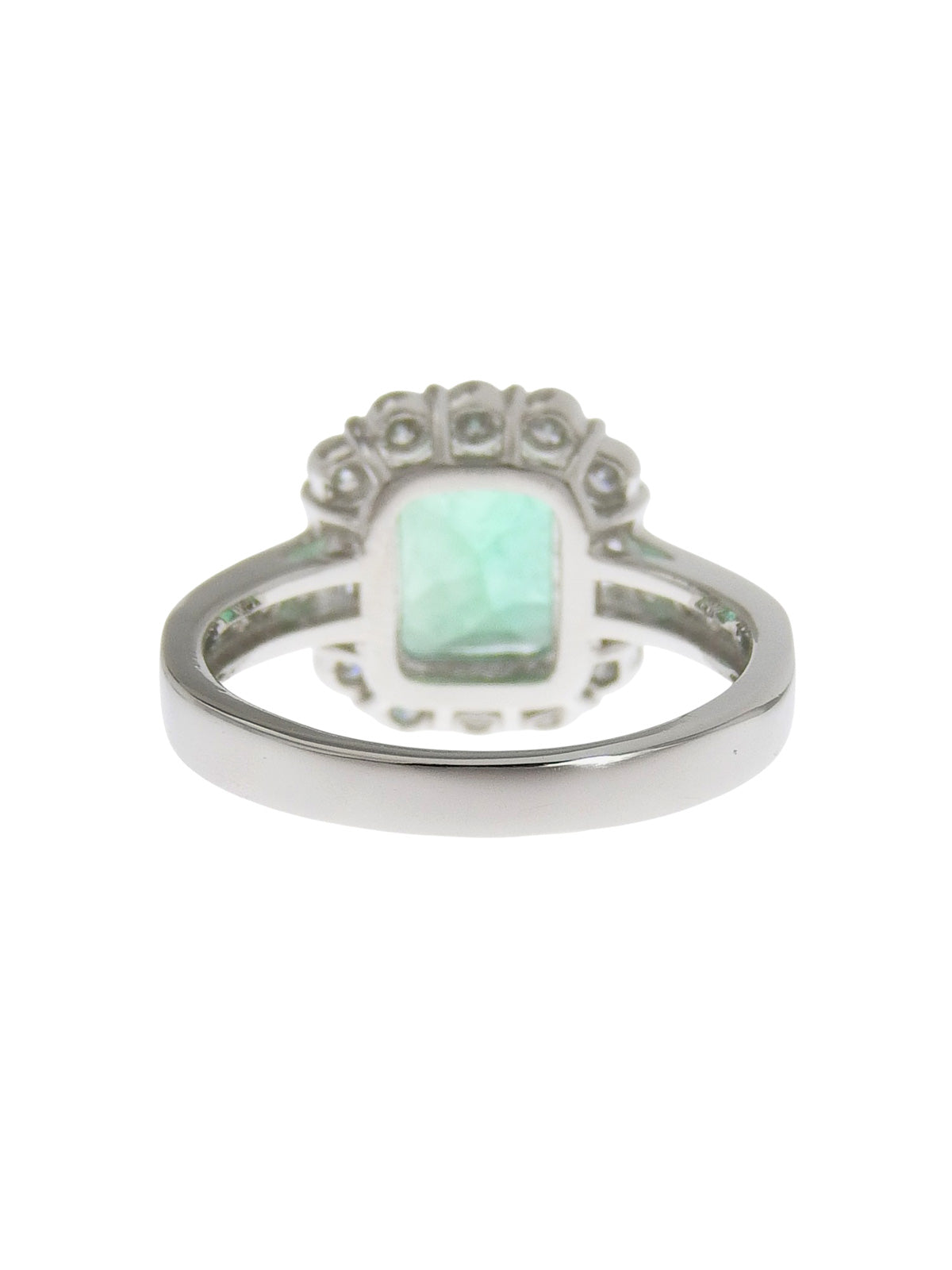 プラチナエメラルドダイヤモンドスクエアリング グリーン/シルバー