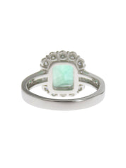 プラチナエメラルドダイヤモンドスクエアリング グリーン/シルバー