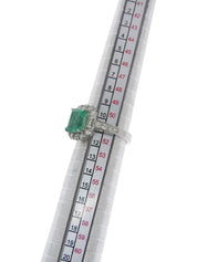 プラチナエメラルドダイヤモンドスクエアリング グリーン/シルバー