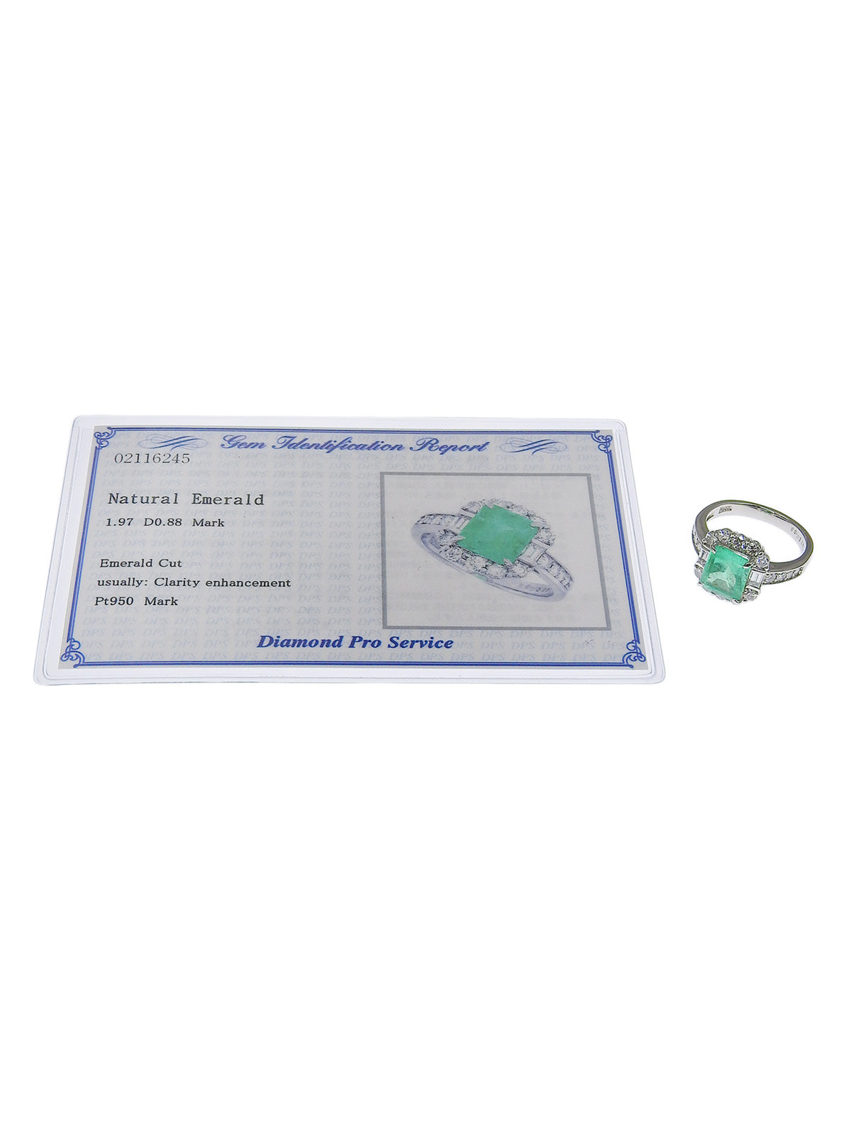 プラチナエメラルドダイヤモンドスクエアリング グリーン/シルバー