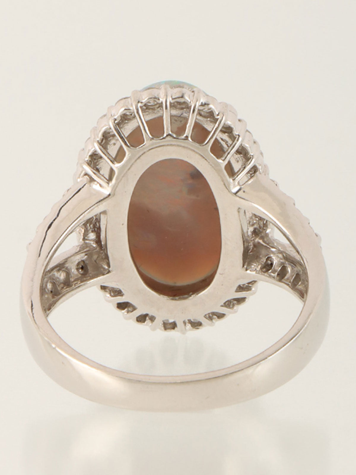 Platinum Opal Diamond Ring in Silver/Multi