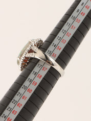 Platinum Opal Diamond Ring in Silver/Multi