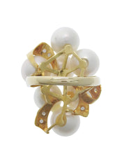 18K Akoya Pearl Diamond Design Ring #52 Gold