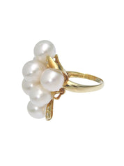 18Kアコヤパールダイヤモンデザインリング ゴールド