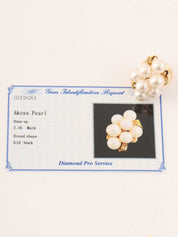 18K Akoya Pearl Diamond Design Ring #52 Gold