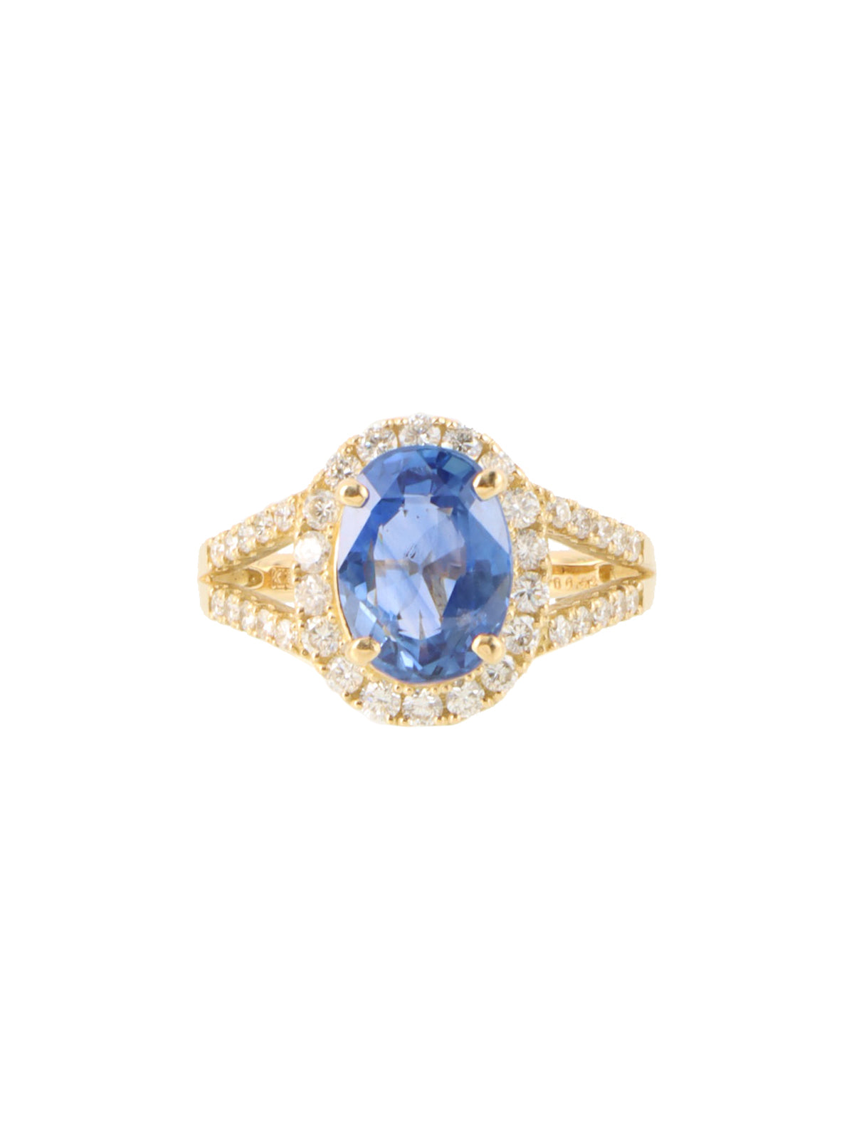 18K Gold/Blue Sapphire and Diamond Ring