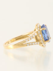 18K Gold/Blue Sapphire and Diamond Ring