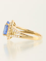 18K Gold/Blue Sapphire and Diamond Ring
