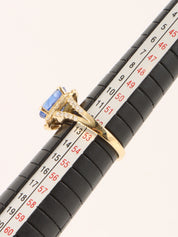 18K Gold/Blue Sapphire and Diamond Ring