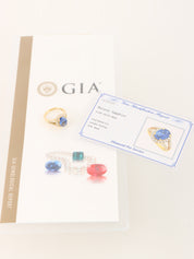 18K Gold/Blue Sapphire and Diamond Ring