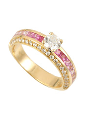 18Kピンクサファイヤダイヤモンドリング ゴールド/ピンク