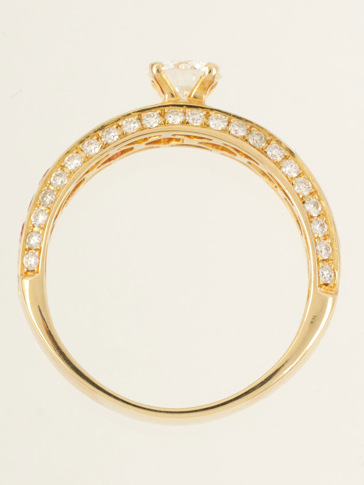 18Kピンクサファイヤダイヤモンドリング ゴールド/ピンク