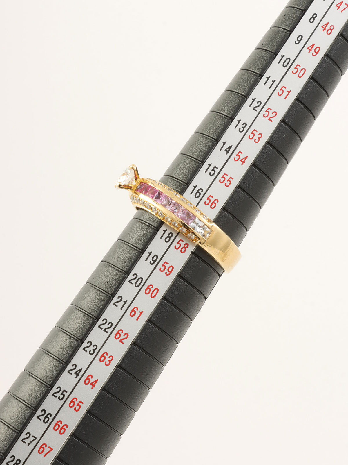 18Kピンクサファイヤダイヤモンドリング ゴールド/ピンク