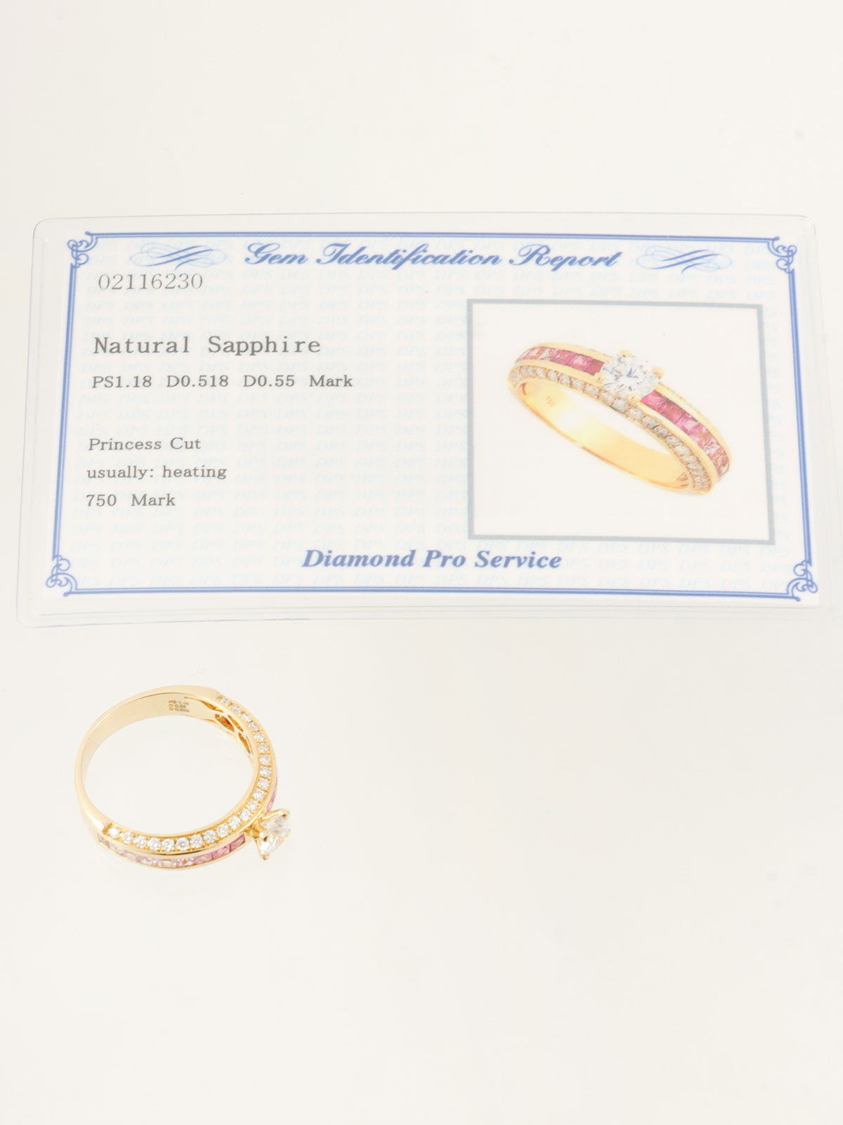 18Kピンクサファイヤダイヤモンドリング ゴールド/ピンク