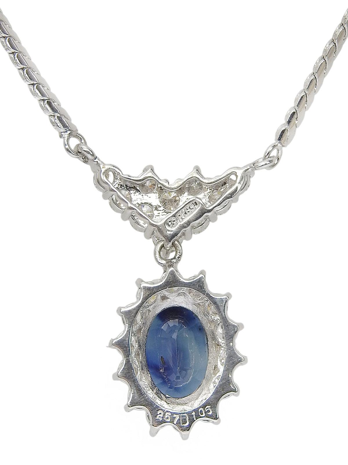 プラチナダイヤモンドサファイヤデザインネックレス シルバー/ブルー