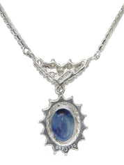 プラチナダイヤモンドサファイヤデザインネックレス シルバー/ブルー