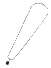 プラチナダイヤモンドサファイヤデザインネックレス シルバー/ブルー