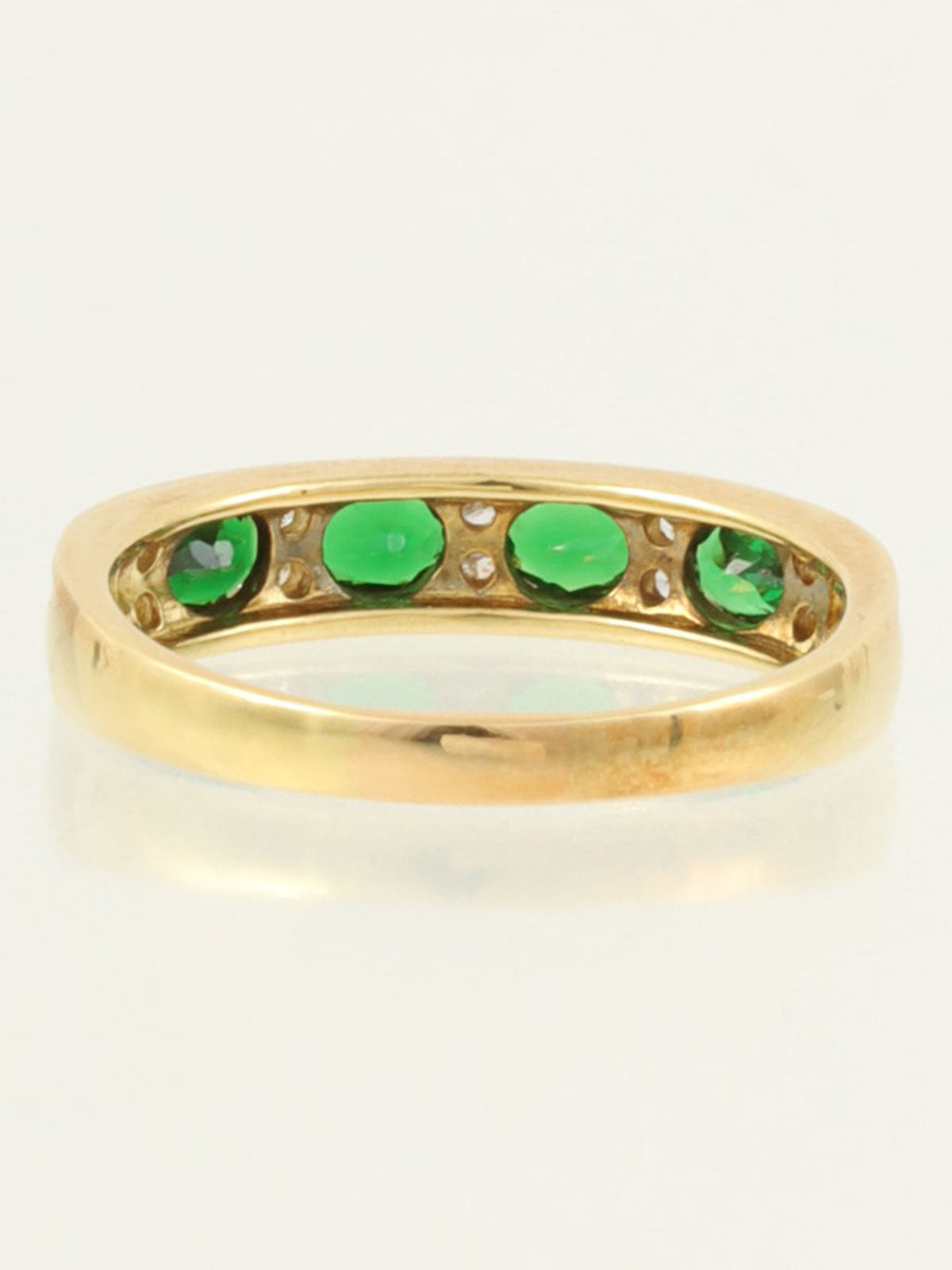 18K Green Garnet Diamond Ring in Green/Gold