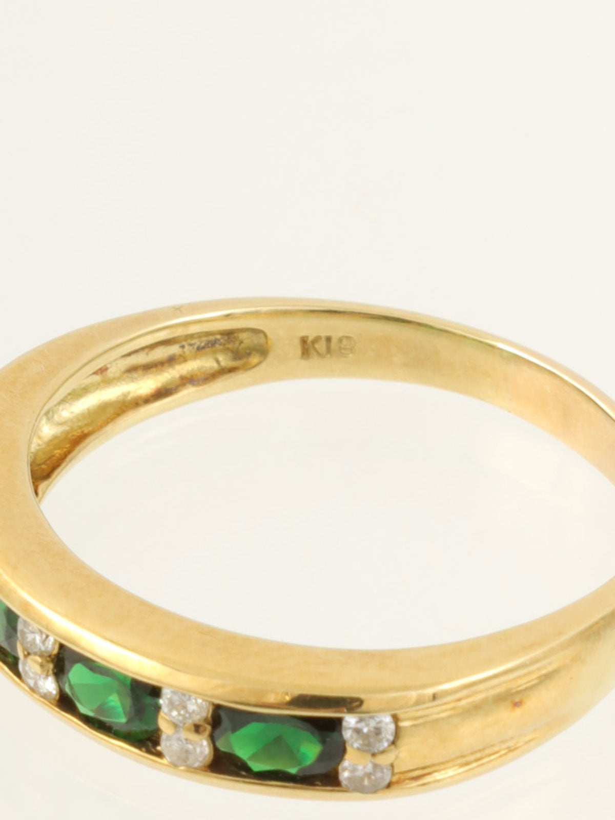 18K Green Garnet Diamond Ring in Green/Gold