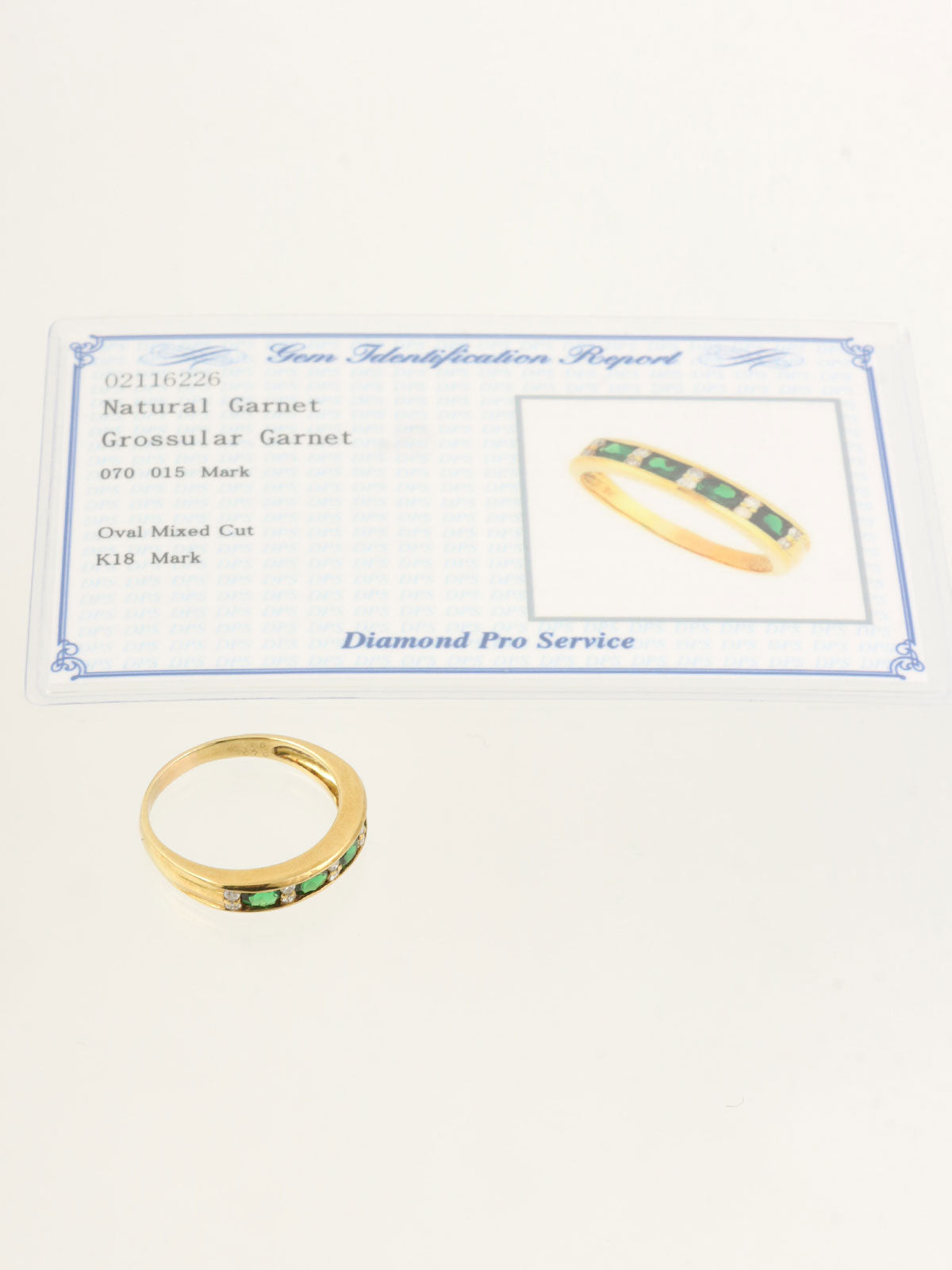 18K Green Garnet Diamond Ring in Green/Gold