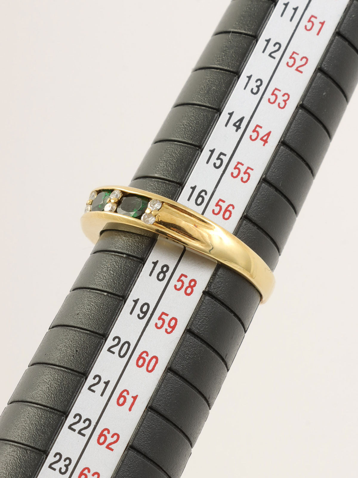 18K Green Garnet Diamond Ring in Green/Gold