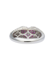 18Kルビーダイヤモンドハートリング シルバー/チェリーレッド