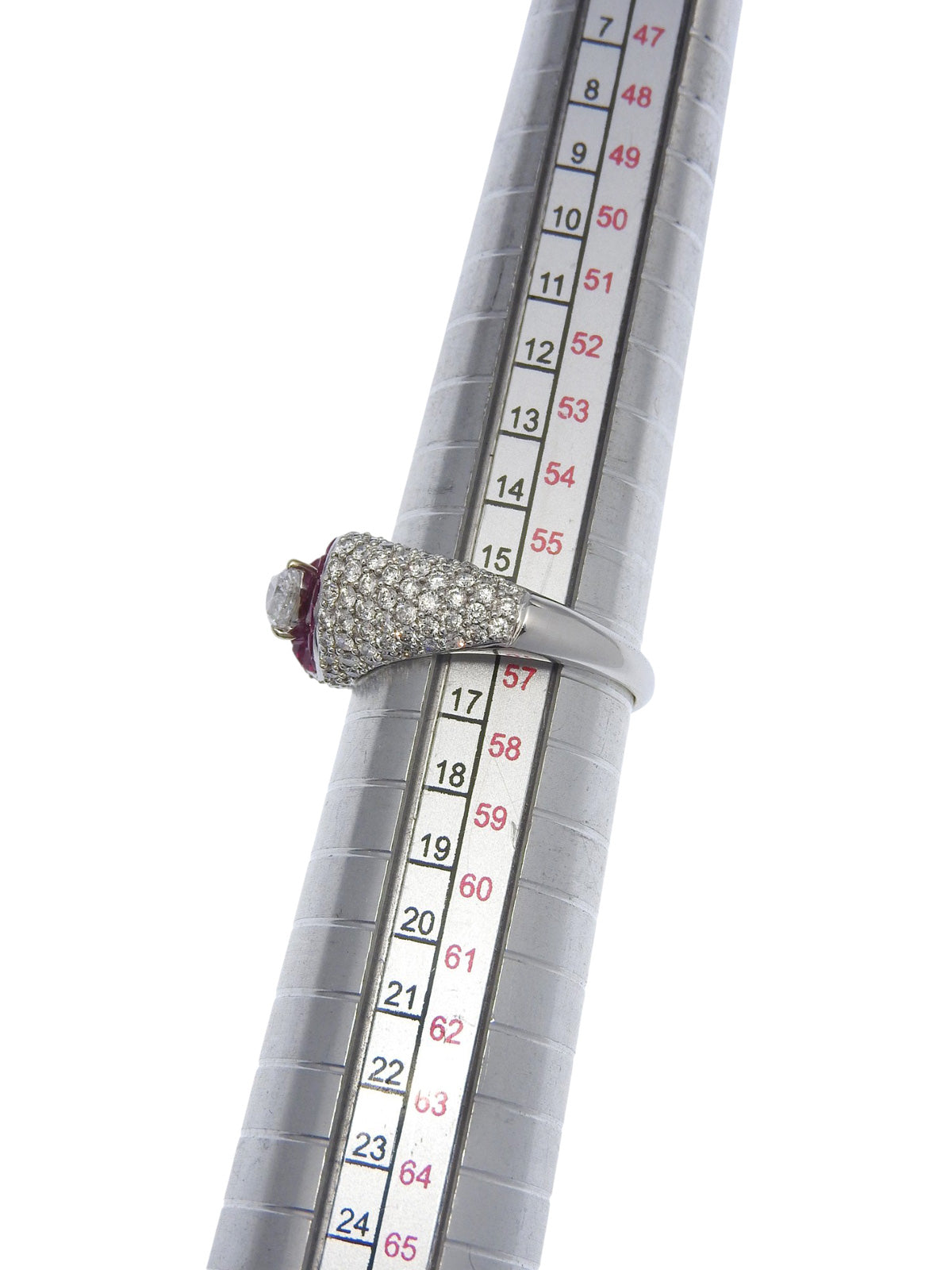 18Kルビーダイヤモンドハートリング シルバー/チェリーレッド