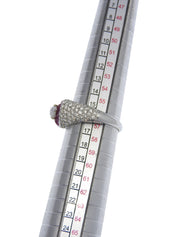 18Kルビーダイヤモンドハートリング シルバー/チェリーレッド