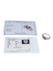 18Kルビーダイヤモンドハートリング シルバー/チェリーレッド