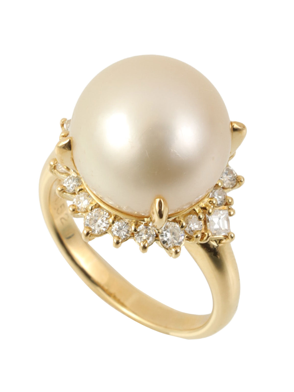 18Kダイヤモンドパールリング ゴールド/ホワイト
